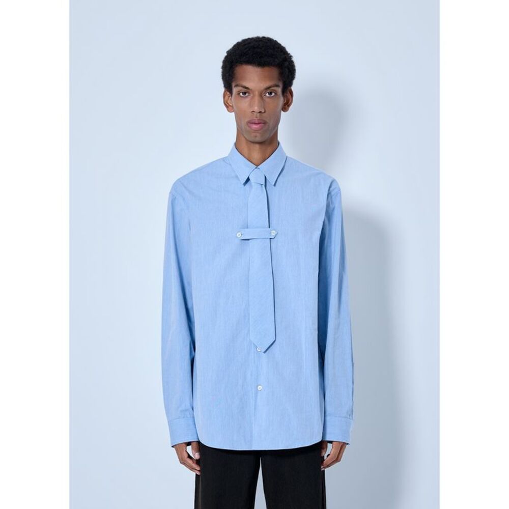 Dries Van Noten Men Cilian Classic Cotton Shirt With Tie